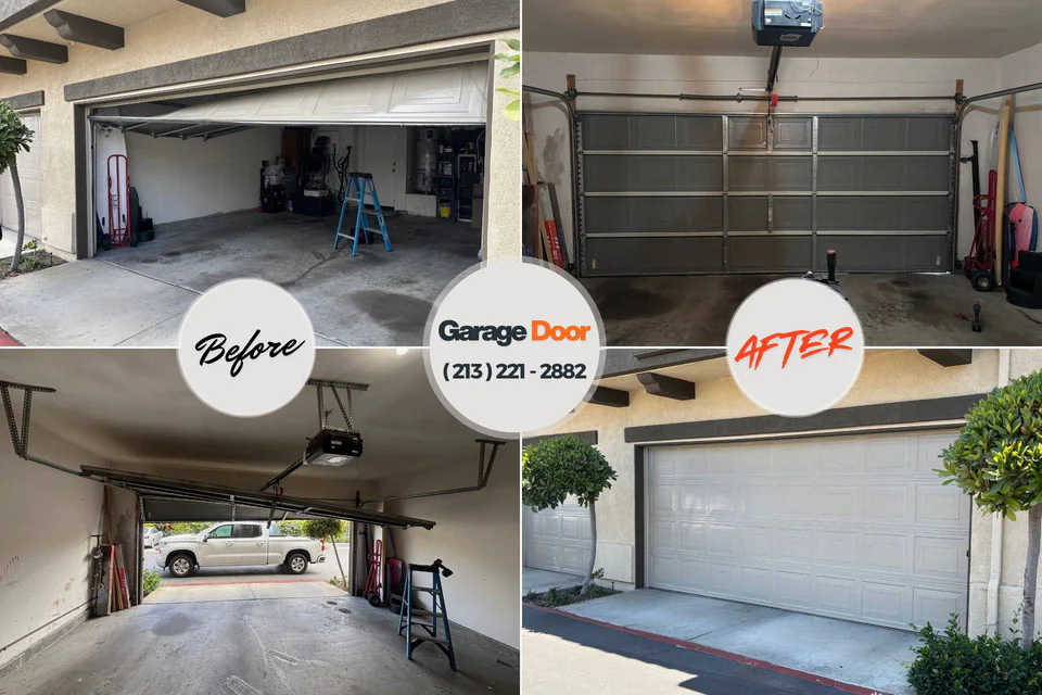 Before and after: garage door repair Riverside, MO